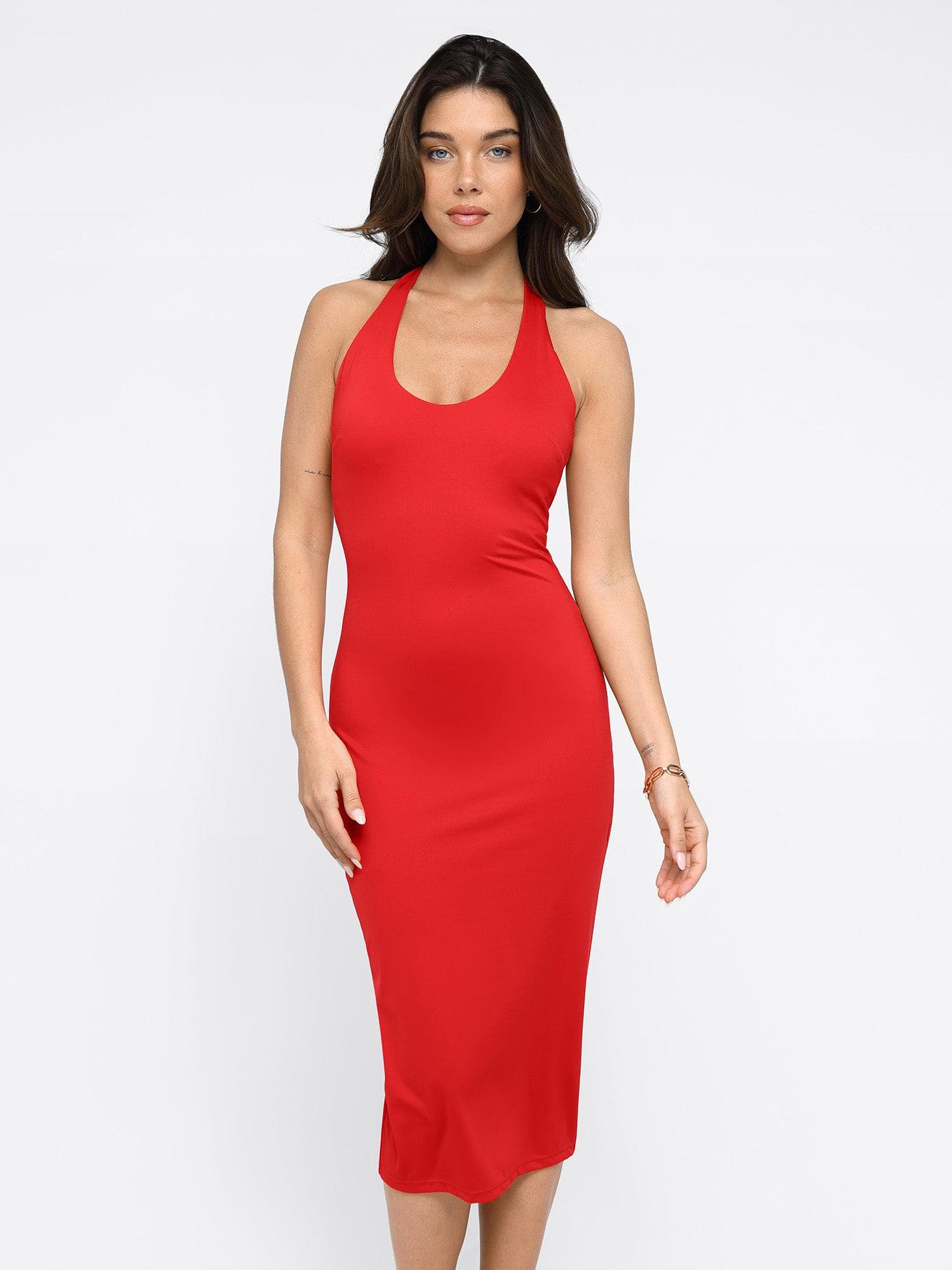 Shapewear Convertible Backless Halter Sculpting Midi Dress – Popilush®