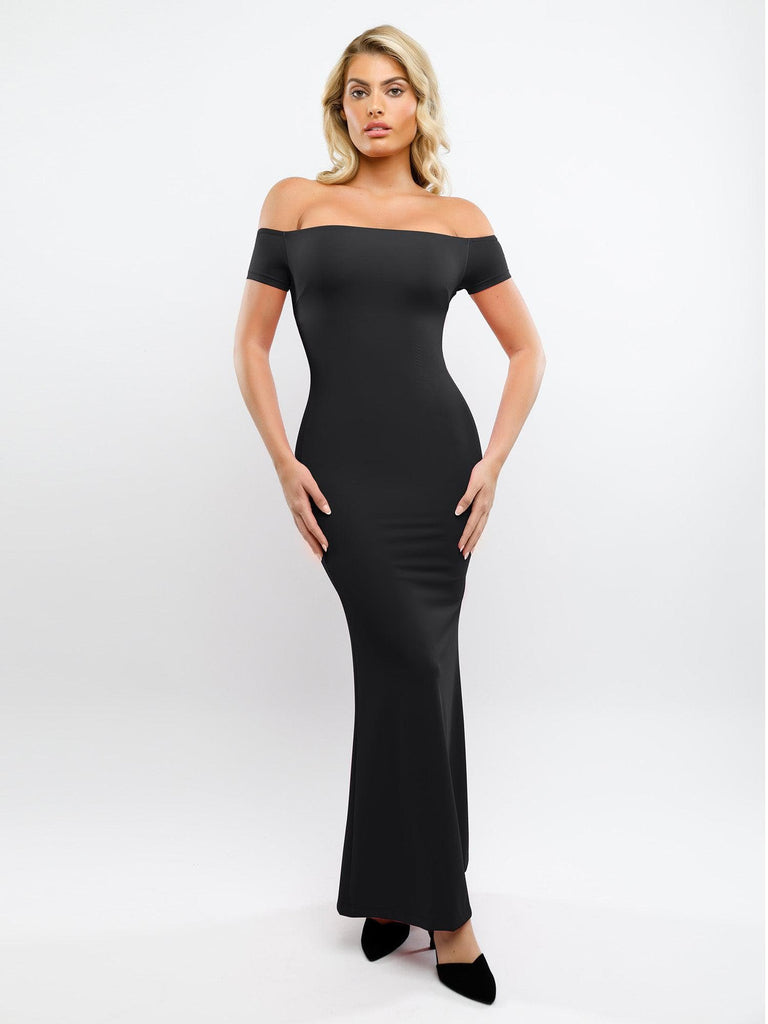 Popilush? Maxi Dress / Black / S Built-In Shapewear Off Shoulder Dresses