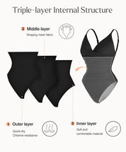 Popilush® Tummy Control Slimming Swimwear The Shapewear Swimsuit Deep V-Neck One-Piece Low-Back