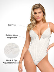 Popilush® Tops Body Shaper Jumpsuit The Shapewear Bodysuits Lace Smooth Firm Control Thong