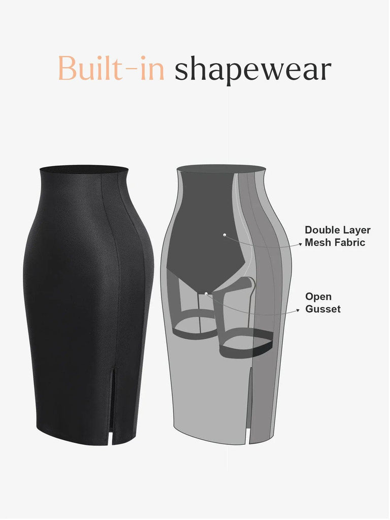 Popilush® Tops Body Shaper Jumpsuit Lace Deep-V Neck Bodysuits Or Leather Skirt