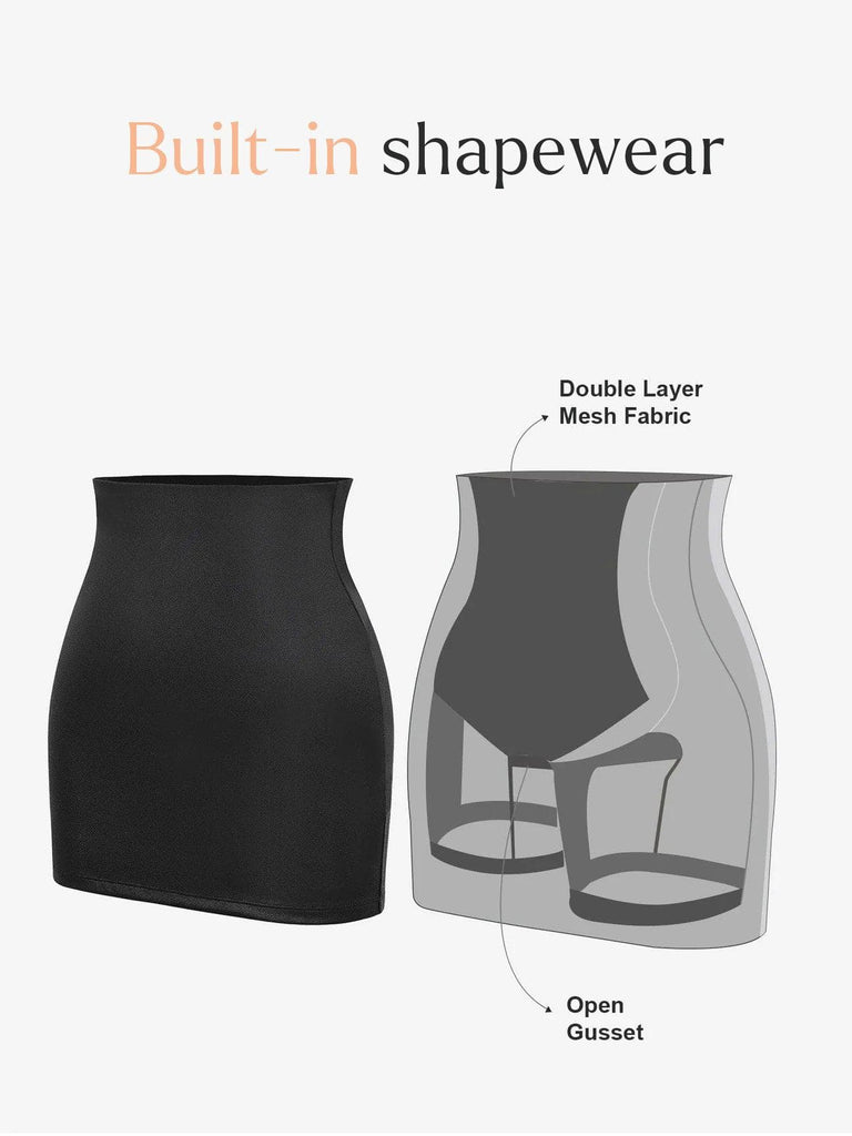 Popilush® Faux Leather Collection Built-In Shapewear Leather Bodysuit Or Midi Skirt Or Mini Skirt Or Leggings
