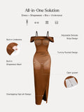 Shapewear Off Shoulder Shine Ruched Sculpting Maxi Dress