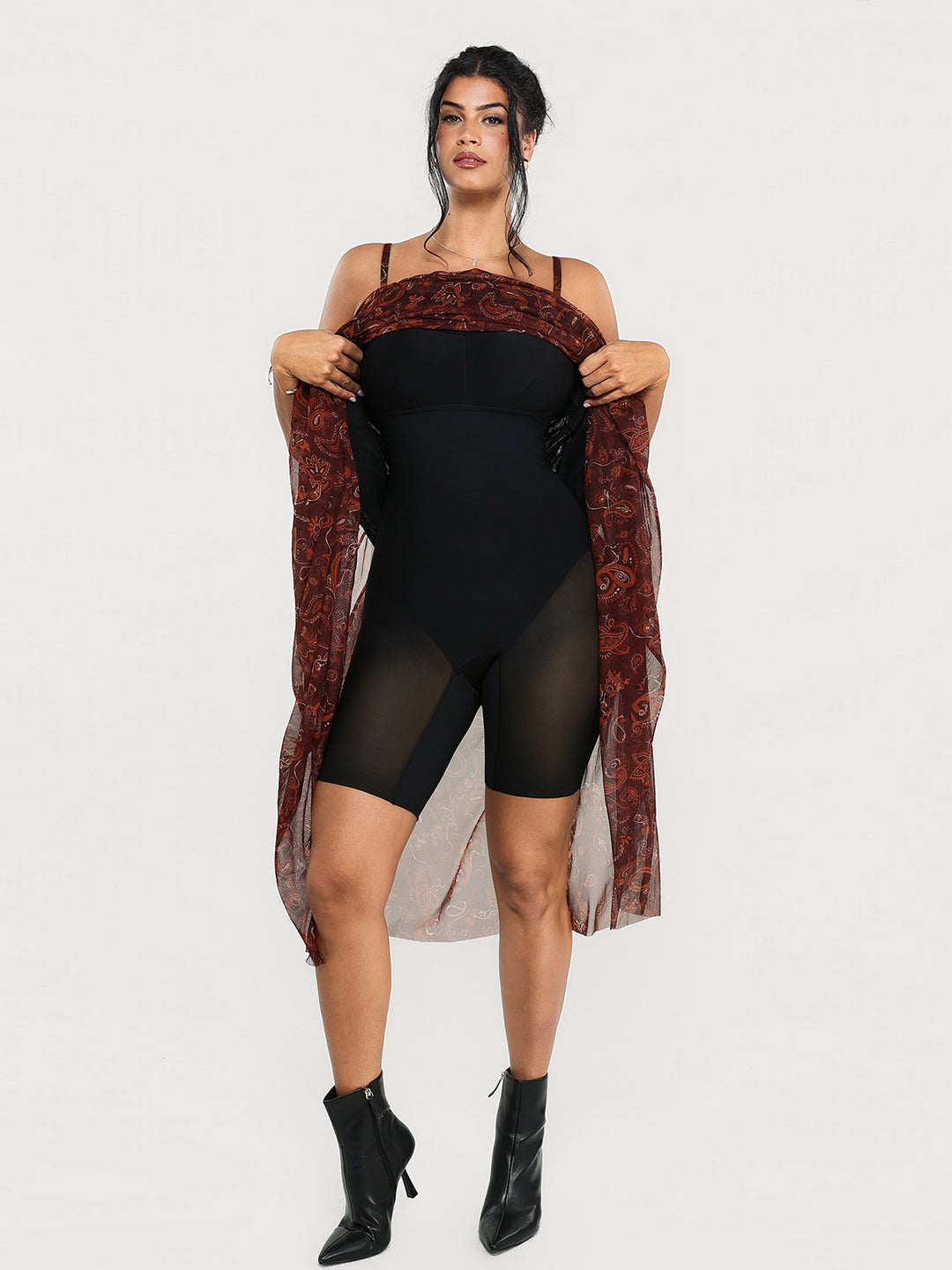 Shapewear Satin Cowl Neck Draped Maxi Dress