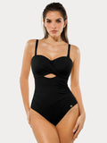 Twist & Shirred Sculpting One-Piece with Removable Straps