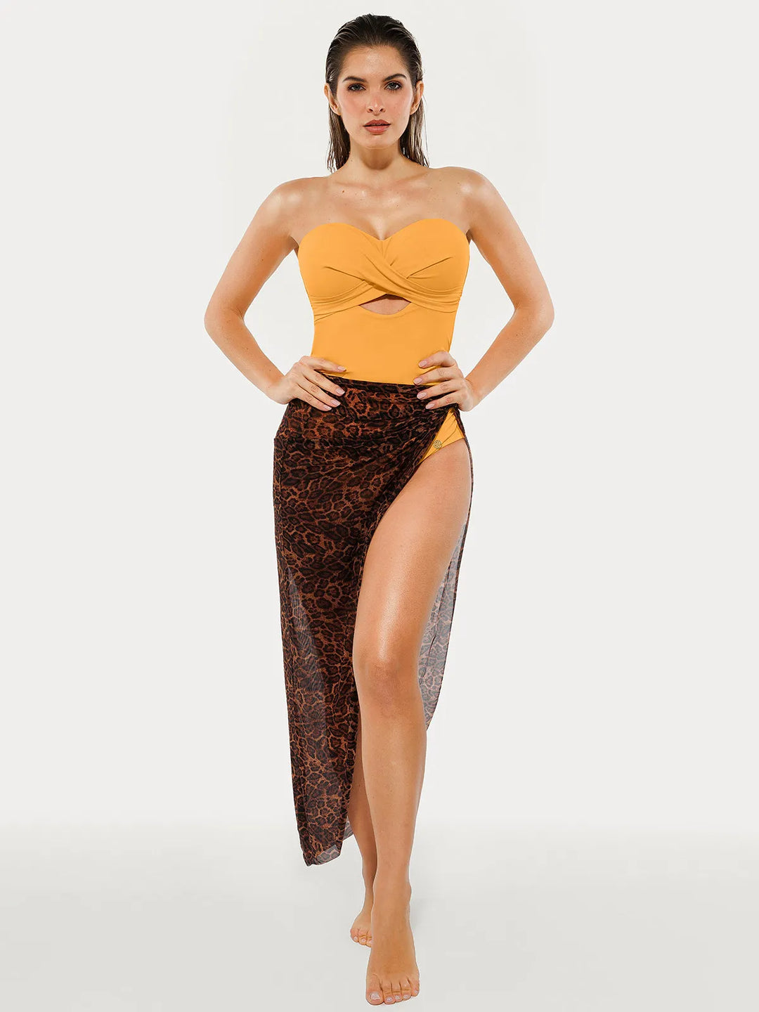 Twist & Shirred Sculpting One-Piece with Removable Straps