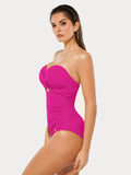 Twist & Shirred Sculpting One-Piece with Removable Straps
