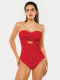 Twist & Shirred Sculpting One-Piece with Removable Straps