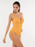 Mesh Inset Tie-Side Sculpting One-Piece Swimsuit