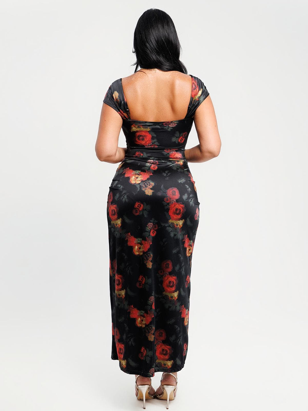 Shapewear Off Shoulder Shine Ruched Sculpting Maxi Dress