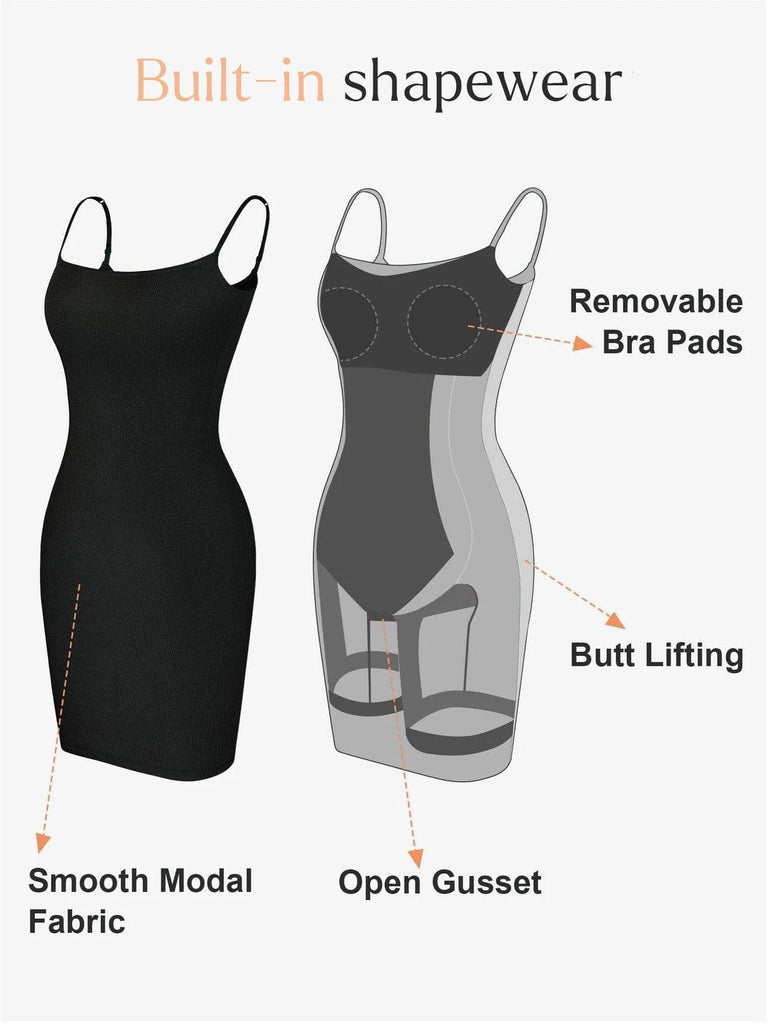Popilush® Shaping Slip Dress Built-In Shapewear Slip Mini Lounge Dress