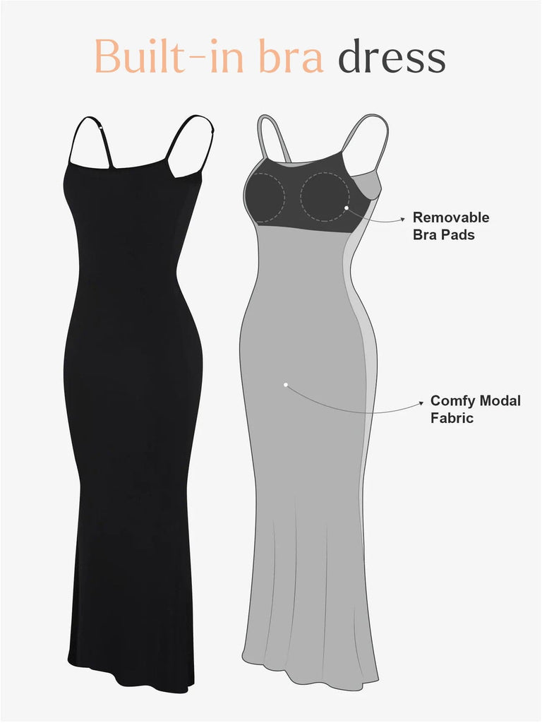 Popilush® Casual Bodycon Summer Dress No Shaper Slip Maxi Lounge Dress