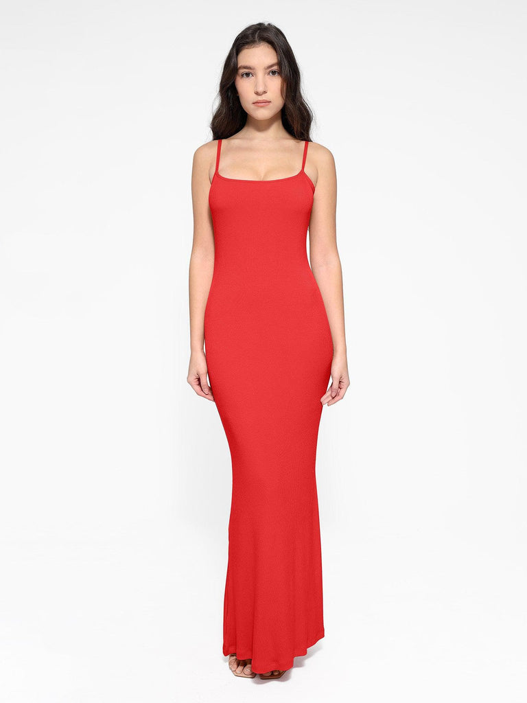 Popilush® Shaping Slip Dress Red / XS Built-In Shapewear Slip Maxi Lounge Dress