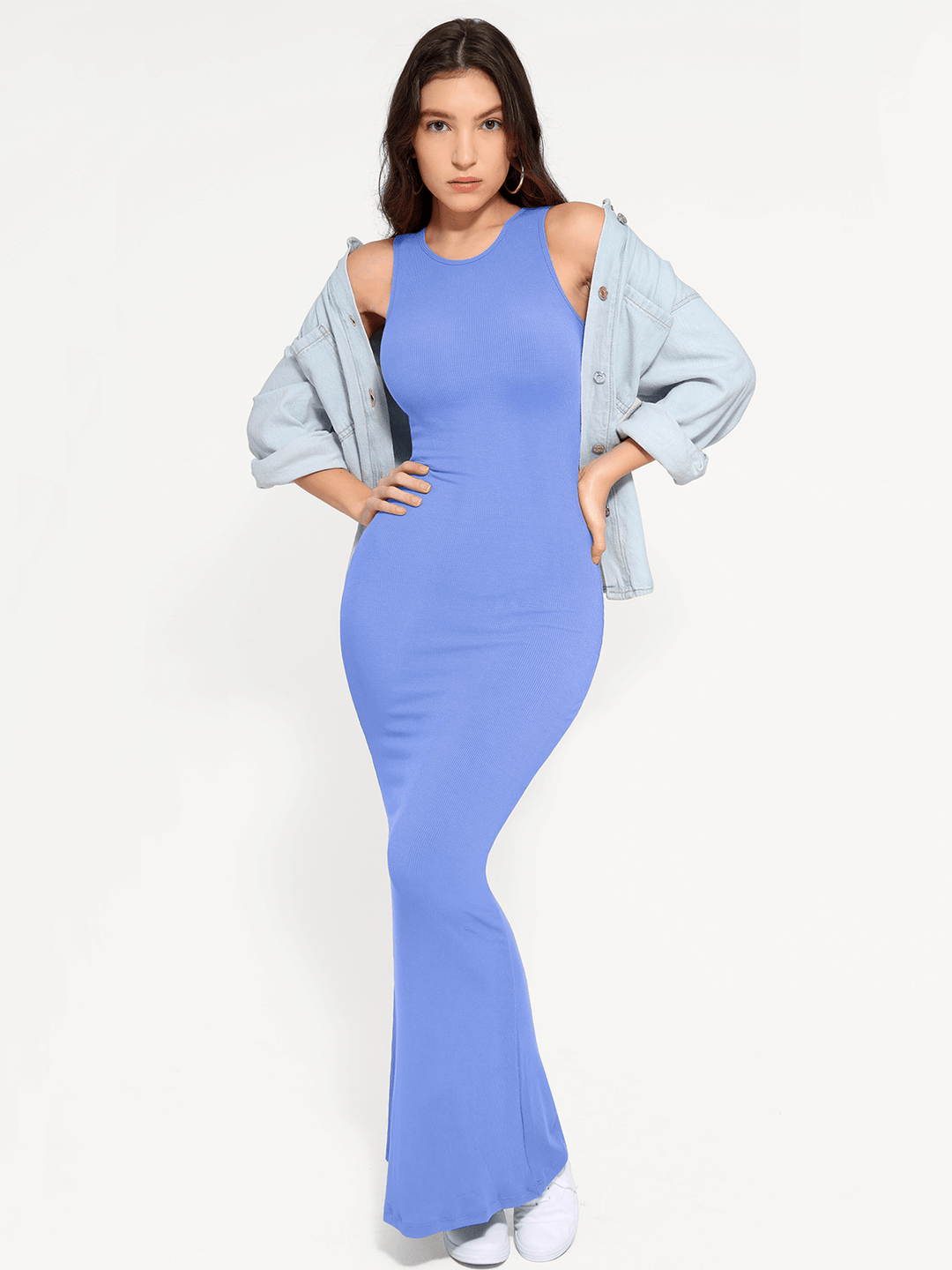 Shapewear Modal Sleeveless Crew Neck Slimming Maxi Dress