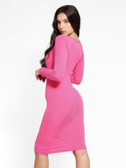 Popilush® Bodycon Short Dress The Shapewear Dress Long Sleeve Midi