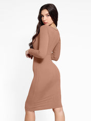 Popilush® Bodycon Short Dress The Shapewear Dress Long Sleeve Midi