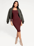 Shapewear Long Sleeve Square Neck Modal Slimming Midi Dress