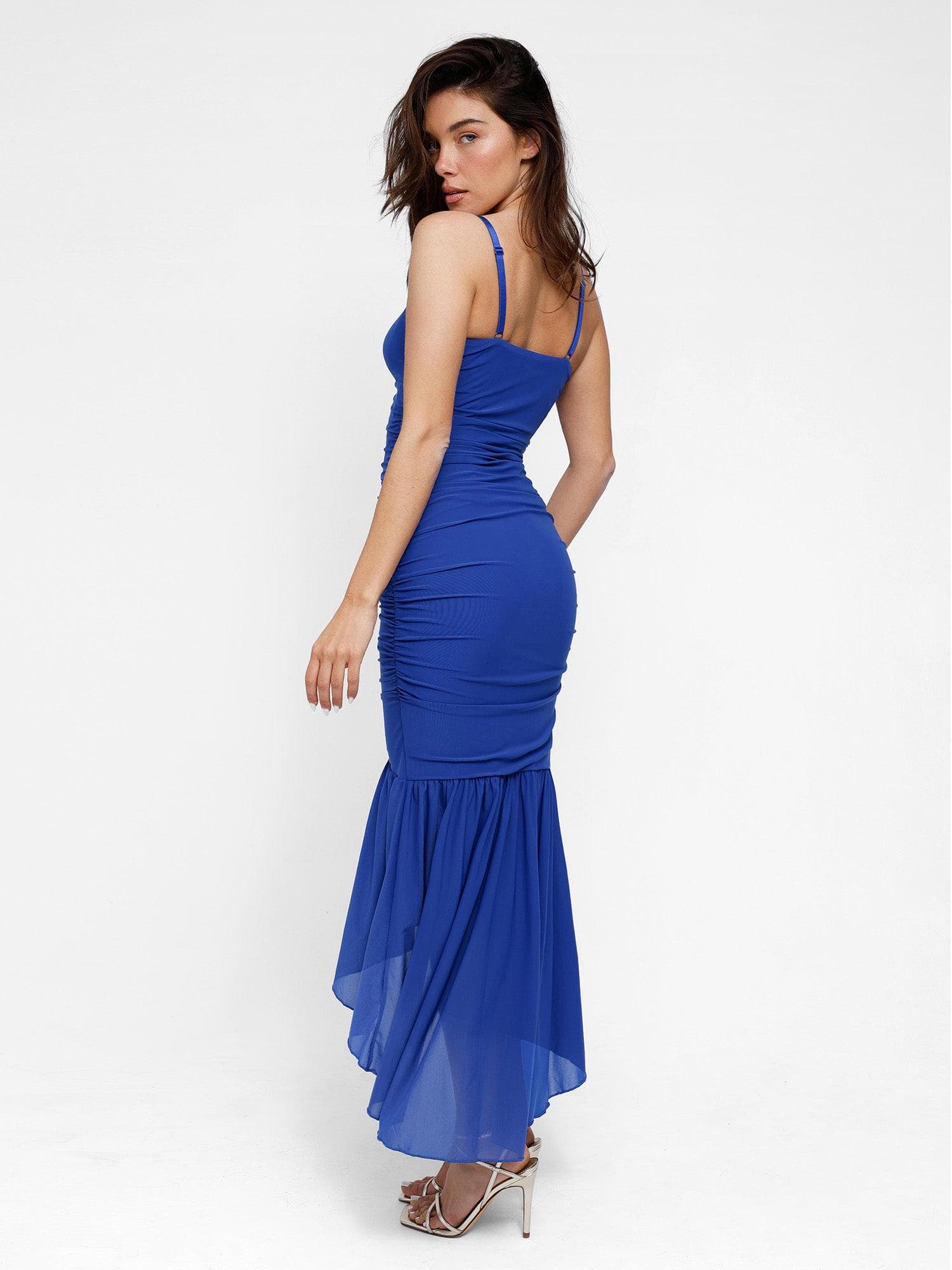 Popilush® Bodycon Shaping Slip Dress Summer The Shapewear Dress Bluetag Cooling Ruched Sheer Mesh Maxi