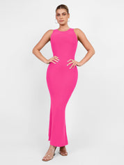 Popilush® Bodycon Dress Crews Neck Maxi Dress / Pink / S The Shapewear Dresses Modal Multi-style