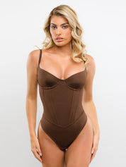 Popilush® Tops Body Shaper Jumpsuit Corset / Brown / XS The Shapewear Bodysuit Lace Smooth Firm Control Thong