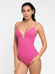 Popilush® Tummy Control Slimming Swimwear Pink / XS Deep V-Neck One-Piece Shapewear Low-Back Swimsuit