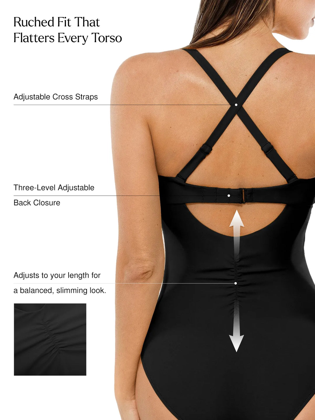 Twist & Shirred Sculpting One-Piece with Removable Straps