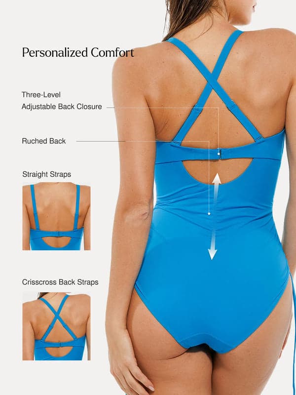 Sculpting Curve Mesh Skirt One-Piece Swimsuit