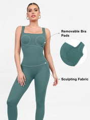 Popilush® Yoga Activewear Jumpsuit The Shapewear Jumpsuit Seamless Square Neck One Piece Sport