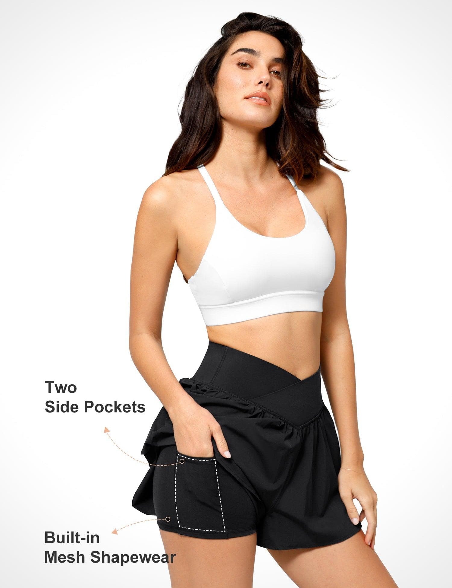 Popilush® Built-In Shapewear Workout Tennis Shorts