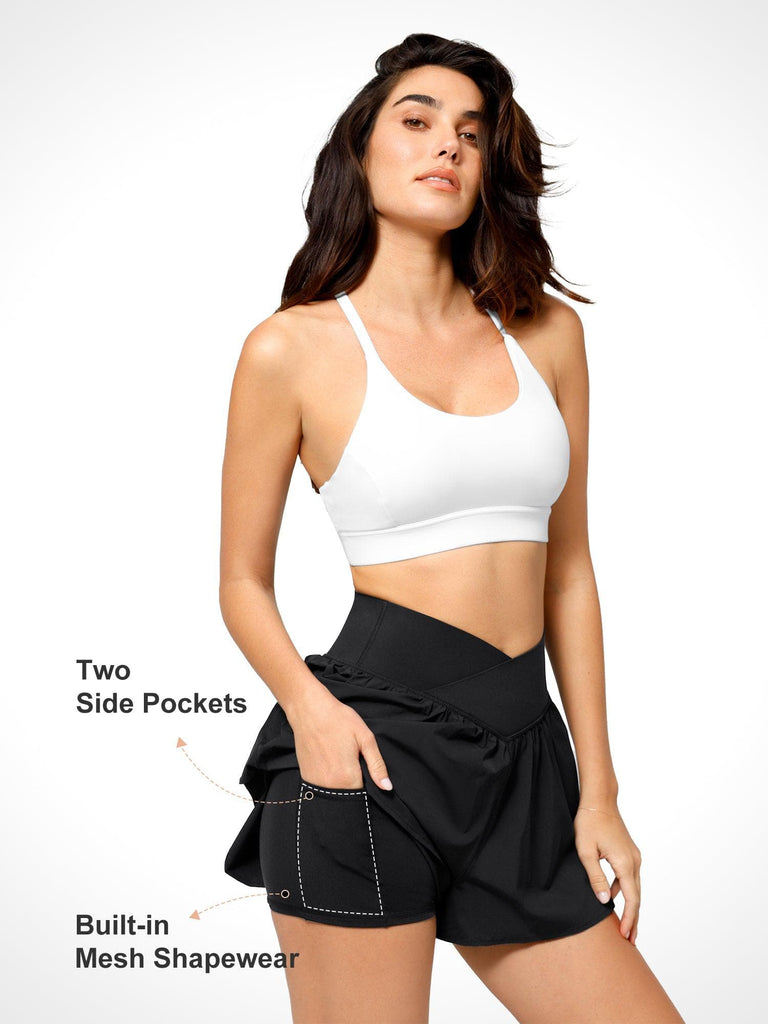 Popilush® Built-In Shapewear Workout Tennis Shorts