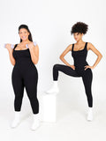 Black sport jumpsuits from Popilush®, perfect fit for women's fitness.