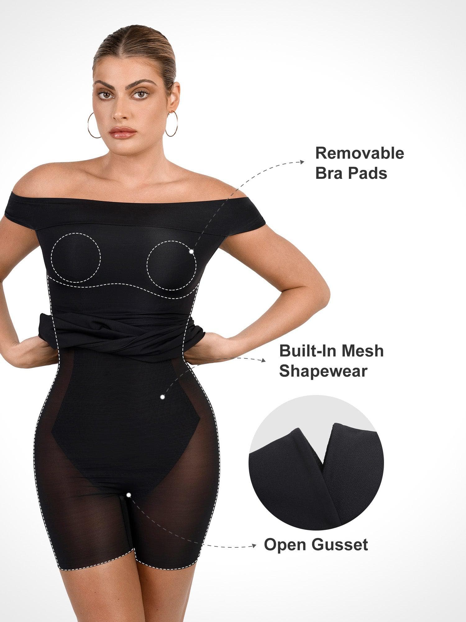 Popilush® Bodycon Summer Dress The Shapewear Dress Crew Neck Sleeveless Midi