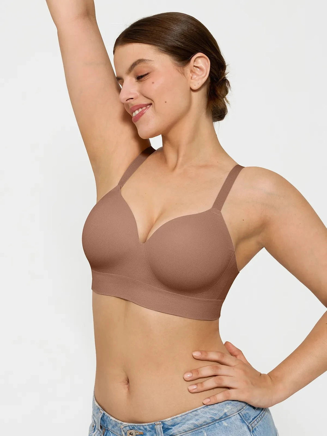 Hide Links Supportive No Underwire Bra Bundle Save -Seamless Wireless Built-in Cups Comfort Smoothing Bra