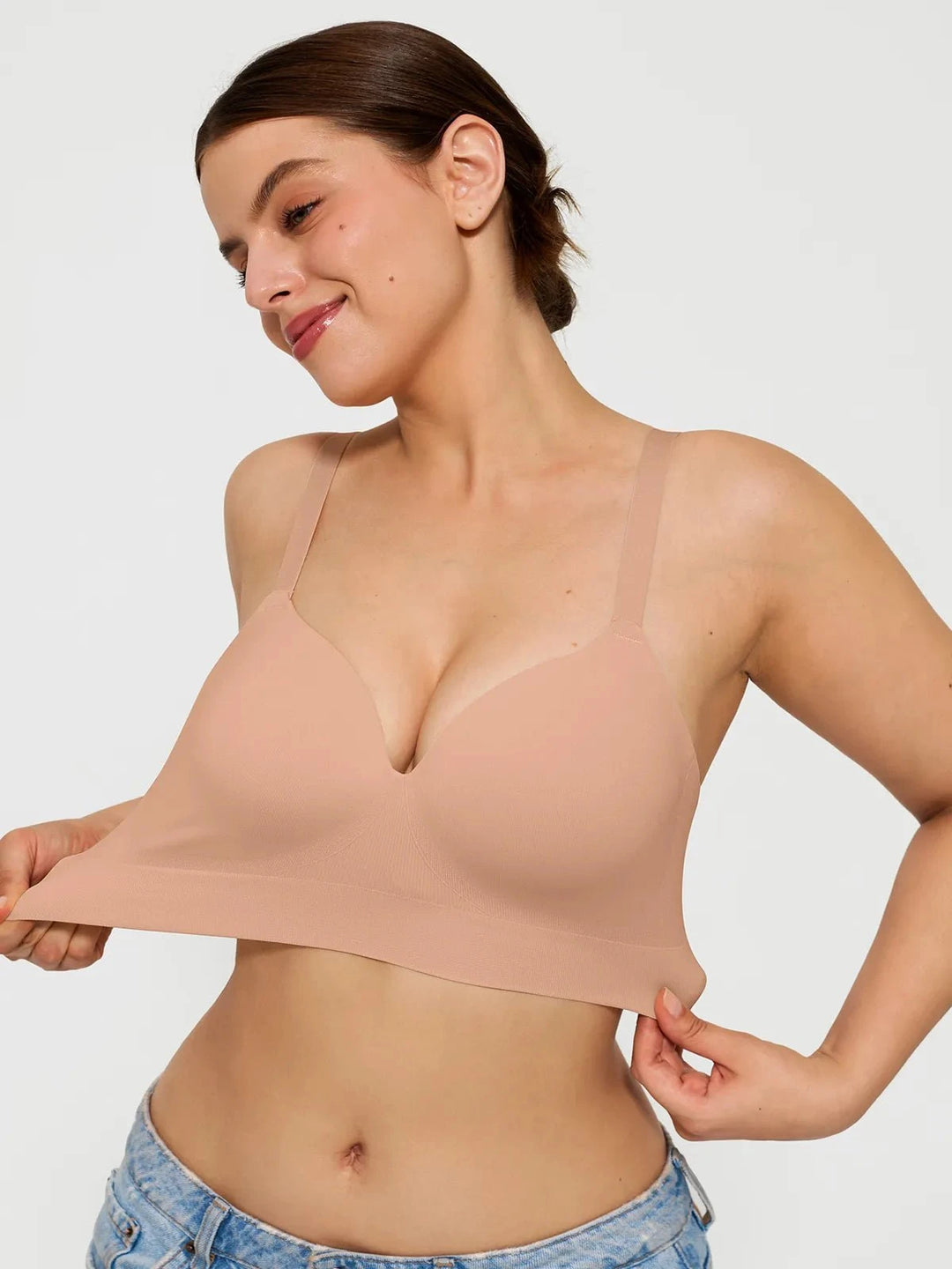 Hide Links Supportive No Underwire Bra Bundle Save -Seamless Wireless Built-in Cups Comfort Smoothing Bra