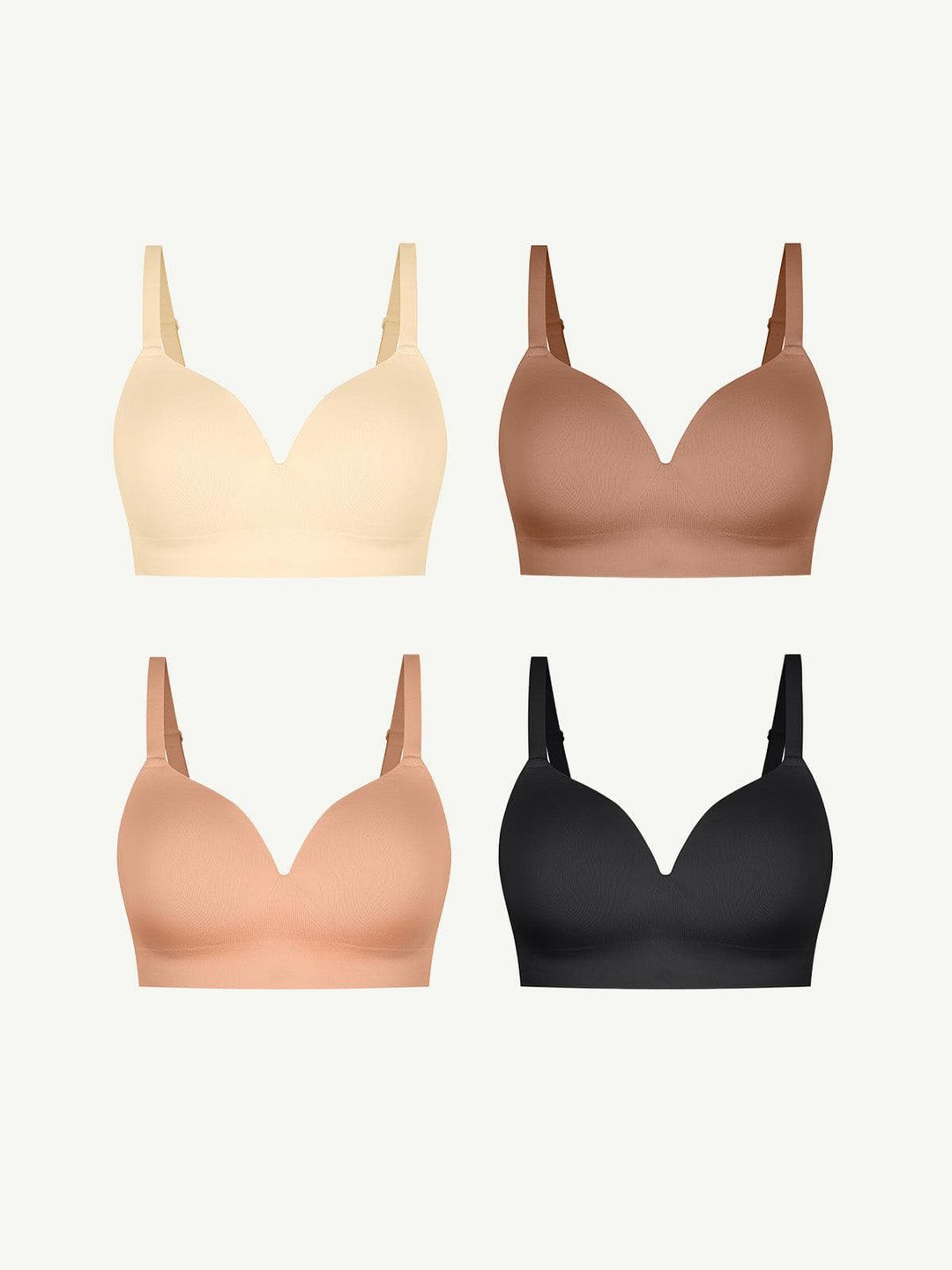 Hide Links Supportive No Underwire Bra Bundle Save -Seamless Wireless Built-in Cups Comfort Smoothing Bra