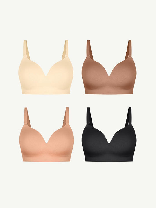 Hide Links Supportive No Underwire Bra Bundle Save -Seamless Wireless Built-in Cups Comfort Smoothing Bra