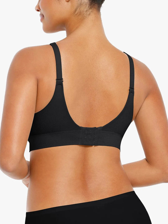 Hide Links Supportive No Underwire Bra Seamless Wireless V-Neck Push-Up Bra