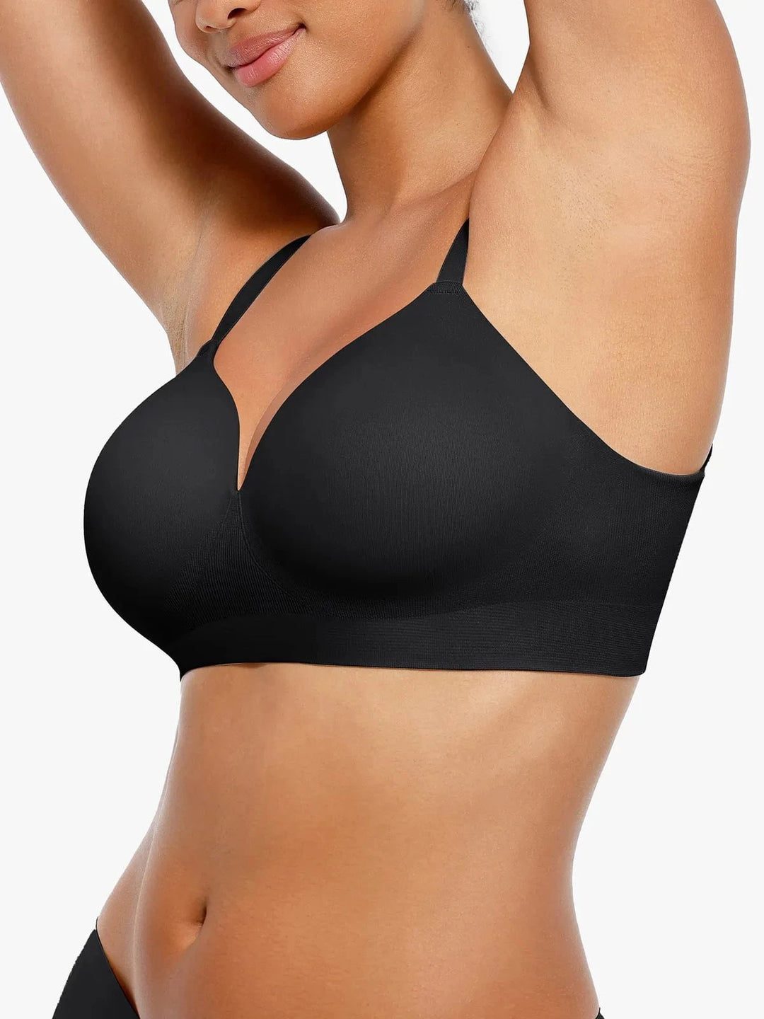 Hide Links Supportive No Underwire Bra Seamless Wireless V-Neck Push-Up Bra