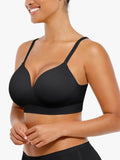 Hide Links Supportive No Underwire Bra Seamless Wireless V-Neck Push-Up Bra