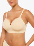 Hide Links Supportive No Underwire Bra Seamless Wireless V-Neck Push-Up Bra