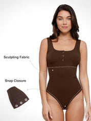 Popilush® Comfy Tops Body Shaper Tank Seamless Modal Shapewear Square Neck Bodysuit