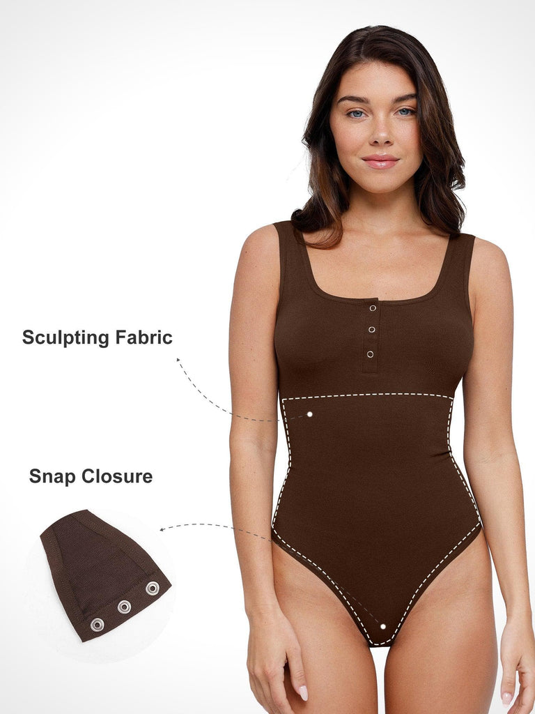 Popilush® Comfy Tops Body Shaper Tank Seamless Modal Shapewear Square Neck Bodysuit