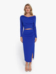 Blue off-the-shoulder set from Popilush®, shapewear for a slimming fit.