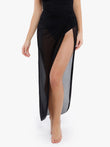 Sheer black sarong coverup by Popilush®, features a stylish high slit design.