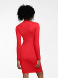 Thermal midi dress by Popilush®, featuring long sleeves and a mock neck