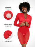 Red Thermal Shapewear Dress from Popilush®, with removable bra pads and open gusset design.
