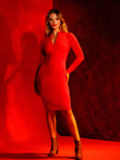 Popilush® Redtag Thermal Midi Dress - Elegant & Warm