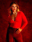 Popilush® red bodysuit. Stylish woman with confidence in Redtag shapewear.