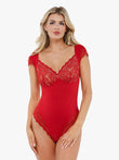 Shapewear Bodysuit in Red, plus lace details from Popilush®. Get yours now!
