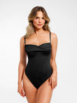 Popilush® black shapewear bodysuit, corset waist, designed to enhance your figure.